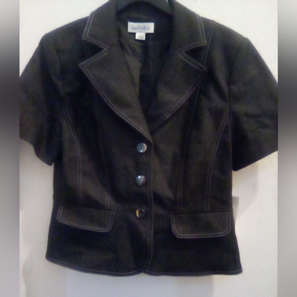isabella suits Denim Black Blazer Suit Jacket Size 10 Office Professional Wear